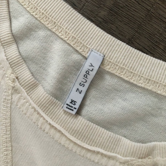 Z Supply High-Slit High-Low Long Sleeve Top XS Cream - Picture 5 of 9